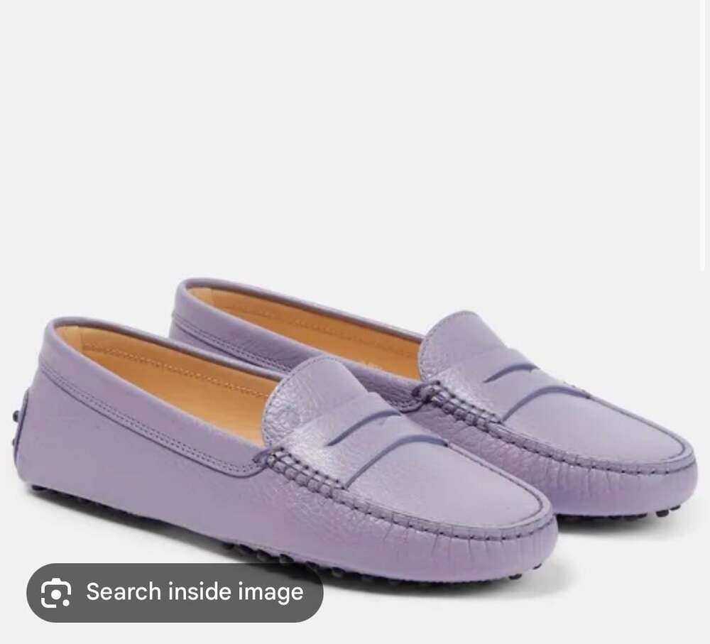 Tod's Gommino Leather Loafers Purple Lavender Flats 5